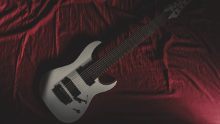White guitar red sheet arabesque - product photo free wallpaper