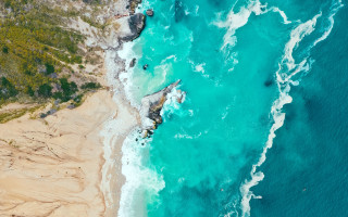 Aerial beach ocean sand people - a few person free wallpaper