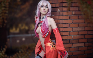 Pink hair red dress spider - cosplay free wallpaper