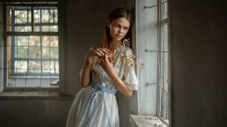 Woman white dress flower window - anka zhuravleva free wallpaper