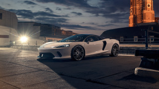 White sports car clocktower night - the car free wallpaper