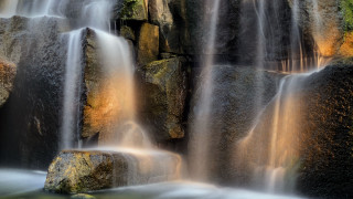 Waterfall rocks green field naturalism - alson s. clark free wallpaper
