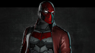 Man red black costume red - a red mask free wallpaper