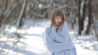 Woman snow crossed scarf blonde - anka zhuravleva free wallpaper