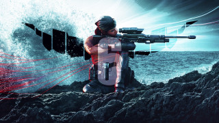 Man gun rock ocean wave - near free wallpaper