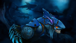 Blue monster glowing red eyes - a large mouth free wallpaper