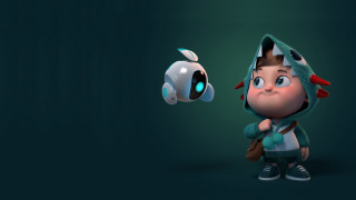 Cartoon boy robot light blue - a robot free wallpaper