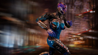 Futuristic suit motorcycle cyberpunk city - cyberpunk art free wallpaper
