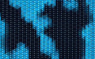 Abstract blue black building hologram - a white dot free wallpaper