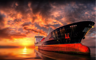 Large boat water sunset cloudy - sunset free wallpaper