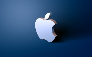 Apple logo blue background shadow 3 - letterism free wallpaper