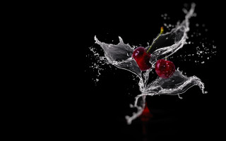 Red rose water splash black - alberto seveso free wallpaper