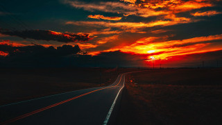 Sunset road car clouds horizon - the road free wallpaper