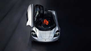 Silver sports car orange headlight - hood free wallpaper