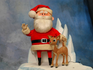 Santa claus deer cake topper - a blue backdrop free wallpaper