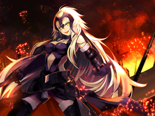 Woman white hair sword flame - du jin free wallpaper