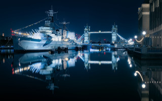 Harbor ship night lights cityscape - a harbor free wallpaper