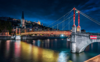 Bridge river red light night - bernard meninsky free wallpaper