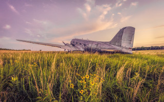 Plane field purple sky dieselpunk - dieselpunk free wallpaper