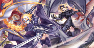 Women black outfits swords wings - black outfit free wallpaper