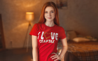 Elina karimova red shirt portrait - the wall free wallpaper