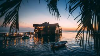 Dusk boat pier house water - a pier free wallpaper
