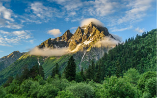 Mountain cloud trees sky nature - a cloud in the sky above free wallpaper