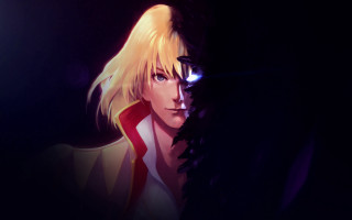 Blonde man red white jacket - the dark free wallpaper