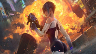 Woman fire city battle autumn - a woman holding free wallpaper