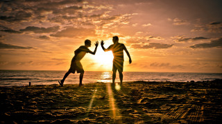 Beach sunset clouds silhouette magic - dave allsop free wallpaper