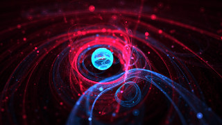 Red blue swirling hologram planet - a hologram free wallpaper for desktop