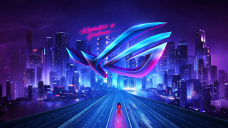 Futuristic city neon blue purple - a neon free wallpaper