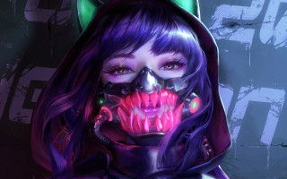 Creepy mask purple hair green - a creepy mask free wallpaper
