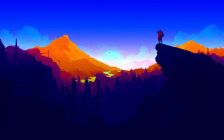Mountain man sunset forest blue - anton fadeev free wallpaper