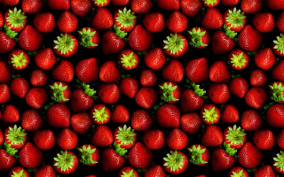 Strawberry pattern green leaves black - a pattern free wallpaper for desktop