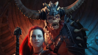 Woman horned demon face sword - a sword free wallpaper for desktop