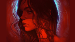 Woman longhair redbackground blueandredlights portrait - artgerm free wallpaper for desktop