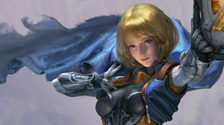 Woman armor sword bird blonde - her arm free wallpaper