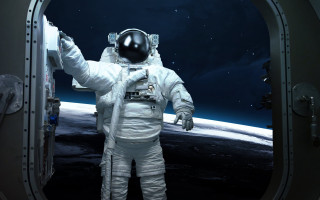 Astronaut doorway earth stars matte - the earth free wallpaper