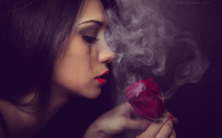 Woman rose cigarette neo romanticism - a rose free wallpaper