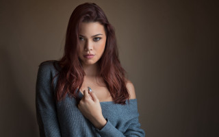 Red haired woman portrait sweater - free portrait wallpaper