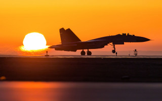 Jet plane sunset takeoff dusk - the runway free wallpaper