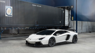 White sports car shipping container 2 - sharp line free wallpaper