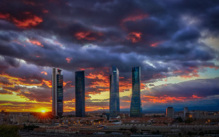 Sunset city skyline bridge autumn - tall building free wallpaper