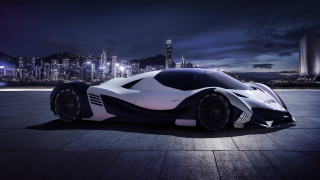 Futuristic car parking lot city 3 - a city skyline in the background free wallpaper