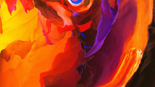 Colorful woman red hat blue - vibrant color free wallpaper