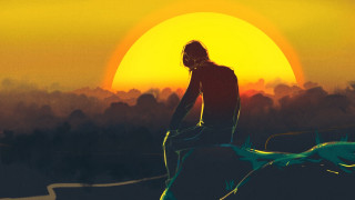 Hill bird sunset horse figurative - anton fadeev free wallpaper