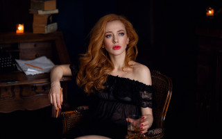 Romantic woman wine typewriter blonde - anka zhuravleva free wallpaper