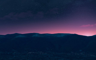 Night sky mountains stars aurora - a mountain range in the background free wallpaper