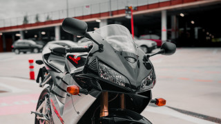 Motorcycle parking lot red roof - the sidewalk free wallpaper